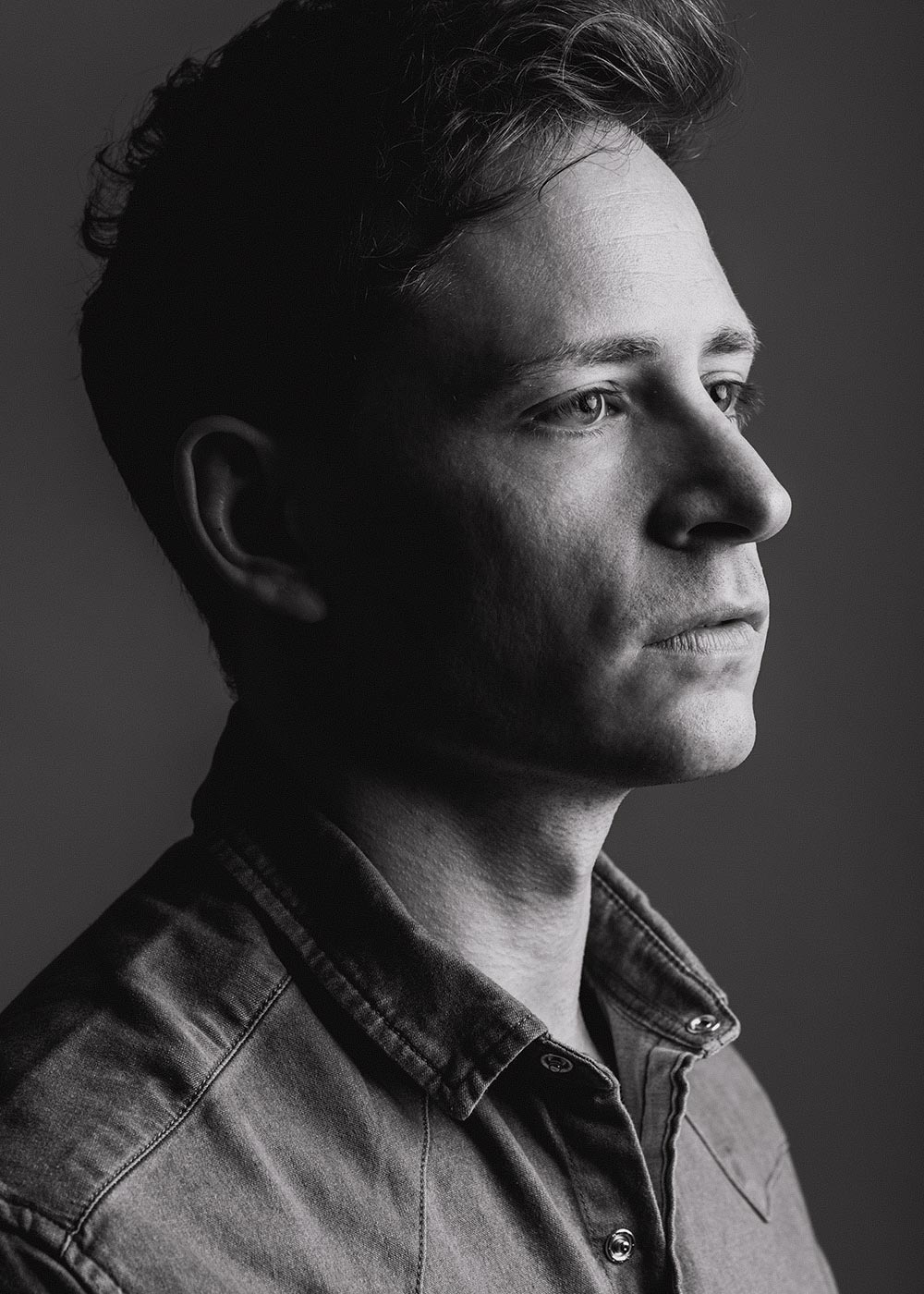 B&W Model headshot, in studio by Karen Divorty. Based Leamington Spa, Warwickshire, UK