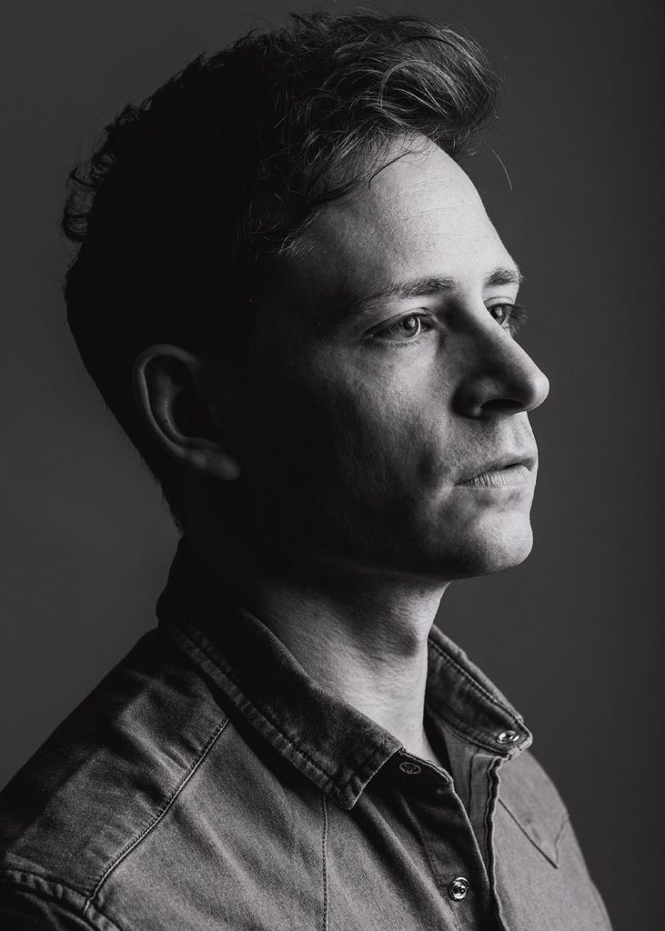 Moody B&W headshot, shot in studio in Leamington Spa, UK